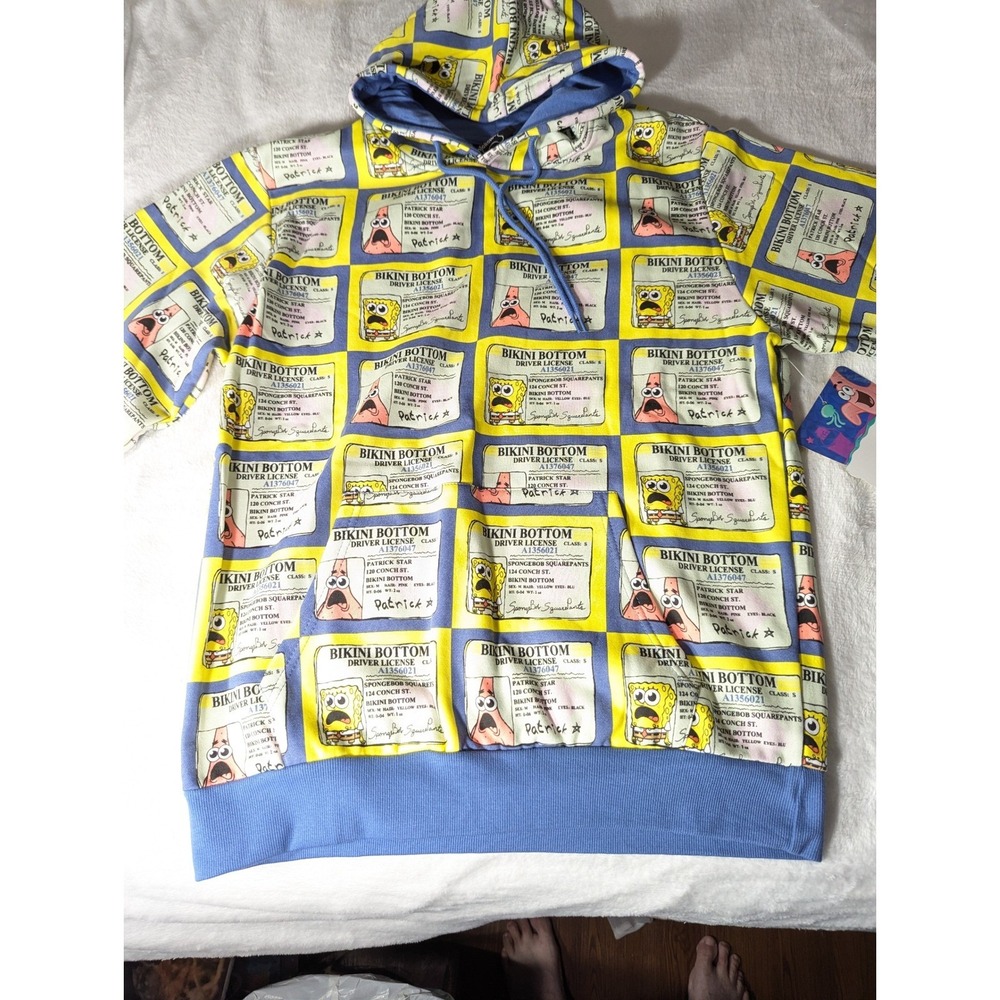 SpongeBob SquarePants Hoodie Mens 2XL Blue Yellow New Bikini Bottom License